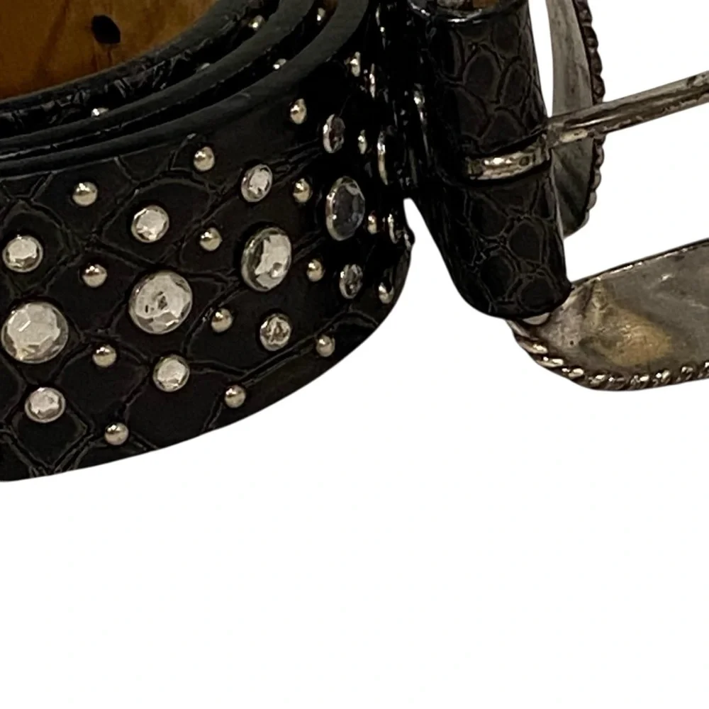 Ariat Black Leather & Rhinestone Silver Buckle Men’s Belt - NWOT - W36